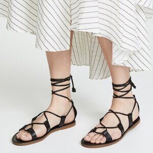 Madewell Boardwalk Black Lace-Up Leather Gladiator Sandal Size 7.5